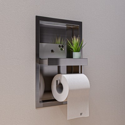 ALFI ABTPN88-BSS Brushed Stainless Steel Recessed Toilet Paper Holder Niche