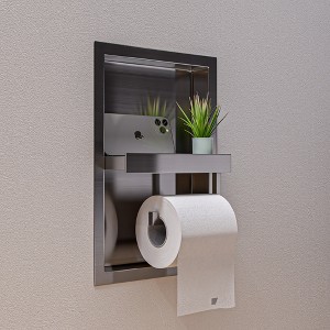 ALFI ABTPN88-BSS Brushed Stainless Steel Recessed Toilet Paper Holder Niche - 1 of 4