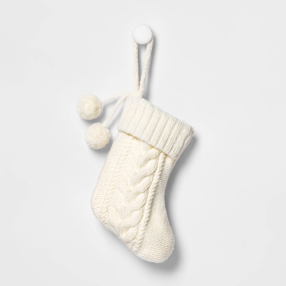 Mini Cable Knit Christmas Stocking White - Wondershop