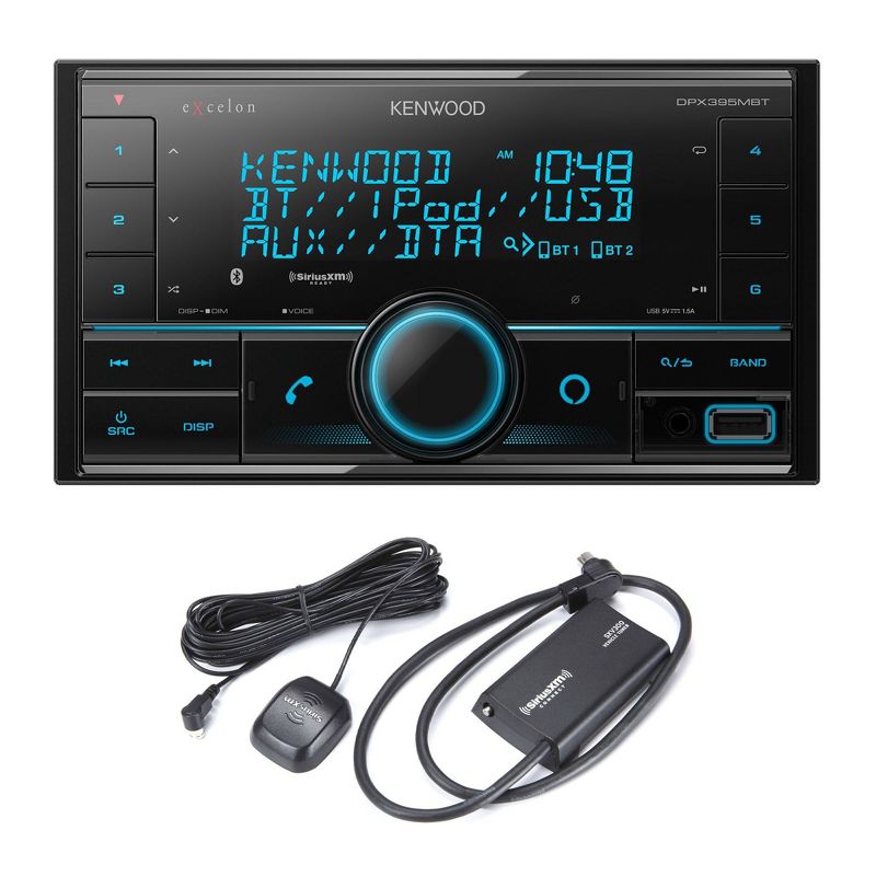 Kenwood DPX395MBT Bluetooth AUX and USB Double DIN CD receiver with a Sirius XM SXV300v1 Connect Vehicle Tuner Kit for Satellite Radio, 1 of 8