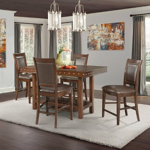 5pc Pruitt Counter Dining Table & 4 Counter Side Chairs Walnut - Picket House Furnishings, Brown