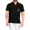 LA LEELA Men's Short Sleeve Button Down Casual Camp Beach Shirts Business Dress Shirts for Men Vacation Solid Shirts with Pocket - 3 of 4