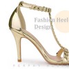 Perphy Women's T Strap Rhinestone Ankle Strap Stiletto Heels Sandals - 4 of 4