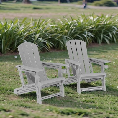 FURNIinspire Patio Accent Chairs Outdoor Folding 2PCS Chairs Adirondack Chair, Portable Chair With Handles For Backyard, Gray, 31.4"*29.6"*36.4"
