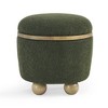 VYNXARIA Round storage stool, storage stool with storage space and cushioned seat, available in bedroom, living room, entryway-Dark green - 3 of 4