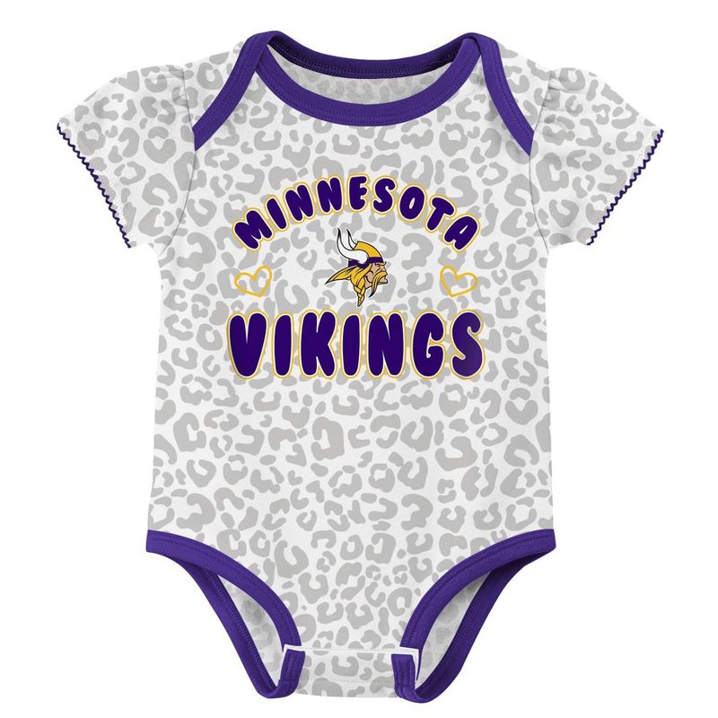 NFL Minnesota Vikings Baby Girls&#39; Onesies 3pk Set, 2 of 5