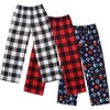 Ekouaer Boys Pajama 3 Pack Sleep Pants - Soft Elastic Waist Kids Plaid Lounge Bottoms With 2 Pockets - 3 of 4