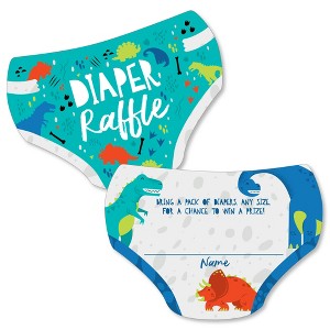 Big Dot of Happiness Roar Dinosaur - Diaper Shaped Raffle Ticket Inserts - Dino Mite Trex Baby Shower Activities - Diaper Raffle Game - Set of 24 - 1 of 4