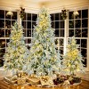 SEVOBAL Set of 3 Pre-Lit Christmas Tree Prelit Artificial Snow Flocked Pine Artificial Premium Holiday Decoration Home, Green, 33.5"*12"*11.5" - 2 of 4