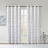 DSVIMOY Curtain Panels, Total Blackout Metallic Print Grommet Top Curtain Panel for Living Room, Bedroom, White&Silver, 63"*50"*0.13" - 3 of 4