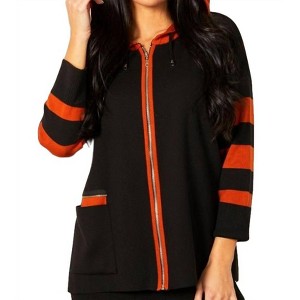 Women's Stripe Zip Pullover - Angel Apparel - 1 of 1
