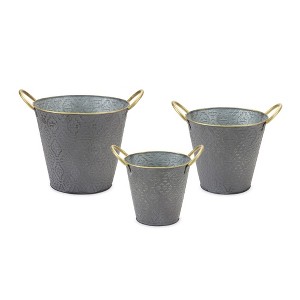 Melrose Metal Aztec Pail Planter (Set of 3) - 1 of 4
