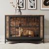 Wooden Dog Crate Furniture with Double Doors, Pull-Out Tray & Iron Frame, 27.5"/32.8"/38.9" Decorative Pet Kennel Table for Indoor Use-3irtyhousy - 2 of 4