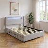 HomeRoots Light Gray Tufted Boucle Lighted Queen Bed Frame With Trundle And USB And Drawers - 2 of 4