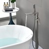 Cobbe Single Handle Freestanding Floor Standing Tub Faucet with Swivel Spout, Handheld Showerhead and 59-Inch Hose Shower Faucet Brushed Nickel - 3 of 4