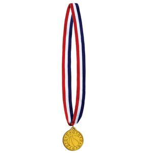 Beistle Basketball Medal w/Ribbon, 30" w/2" Medal, (6/Pkg) Multicolored - 1 of 2
