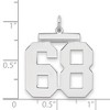 Black Bow Jewelry Sterling Silver, Athletic Collection, Large Polished Number 68 Pendant - 2 of 3