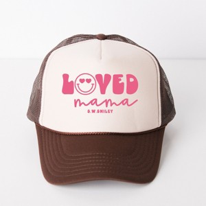 Simply Sage Market S.W.Smiley Loved Mama Smiley Face Foam Trucker Hat - Adult - Brown Tan - 1 of 3