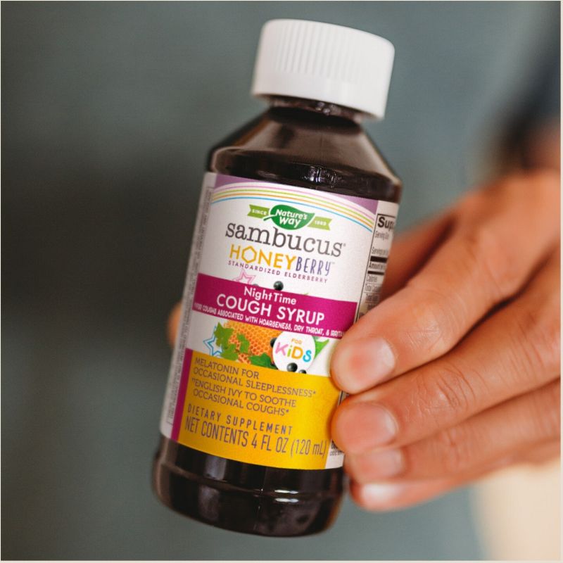 Nature&#39;s Way Sambucus HoneyBerry Nighttime Cough Syrup for Kids with Elderberry - 4 fl oz, 4 of 7