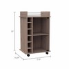 NicBex Mobile Kitchen Island Cart Morden Kitchen Carts on Wheels with Storage, 1 Glass Cabinet Door and 6 Bottle Rack for Kitchen - 2 of 4