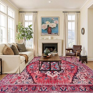 AMERLIFE Area Rug, Machine Washable Vintage Carpet with Non-Slip Backing, Soft Rug for Living Room, Bedroom, Hallway Use - 1 of 4