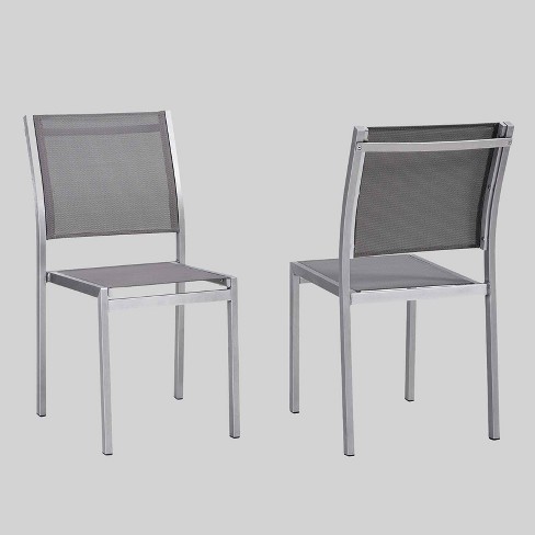 Shore 2ct Outdoor Patio Aluminum Side Chair Gray Modway