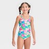 Girls' Seaside Hibiscus Floral Printed One Piece Swimsuit Set - Cat & Jack™ - 3 of 4