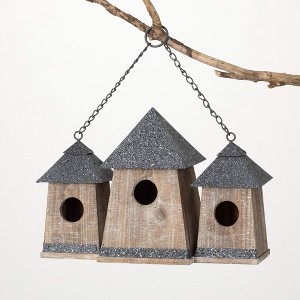 10.25"H Sullivans Wood Triple Birdhouse Condo, Gray - 1 of 4
