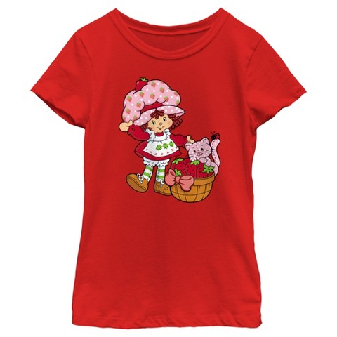 Strawberry Shortcake Girl's Strawberry Shortcake Custard in The Berry Basket T-Shirt - Red - Large