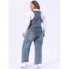 Women's Plus Size Two Piece Outfits Button-Up Jean Denim Vests and Wide Leg Stretch Denim Jeans Set - Agnes Orinda - 3 of 4