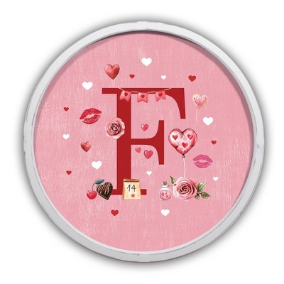 Creative Products Valentine Things Monogram Round White Framed Print