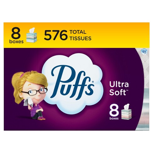 Puffs Plus Lotion Facial Tissues, 2-Ply, Mega Cube - 4 - 72 tissue boxes [288 total tissues]