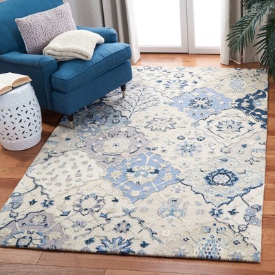 Blue and Beige Hand-Tufted Wool 6' x 9' Area Rug