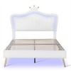 Full Size Upholstered Bed Frame with LED Lights and Crown Headboard - 4 of 4