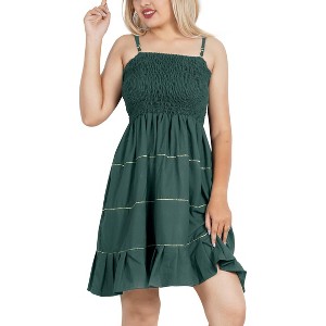LA LEELA Women's House Daily Routine Evening Wear Vacation Holiday Boho Evening Backless Mini Flowy Strapless Tube Dress - 1 of 4