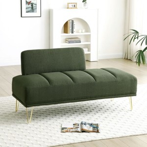 56" Width End of Bed Bench,Velvet Fabric Upholstered 2 Seater Sofa Couch Entryway Ottoman Bench,Fuzzy Sofa Stool Footrest,Window Bench-Cuddlewood - 1 of 4