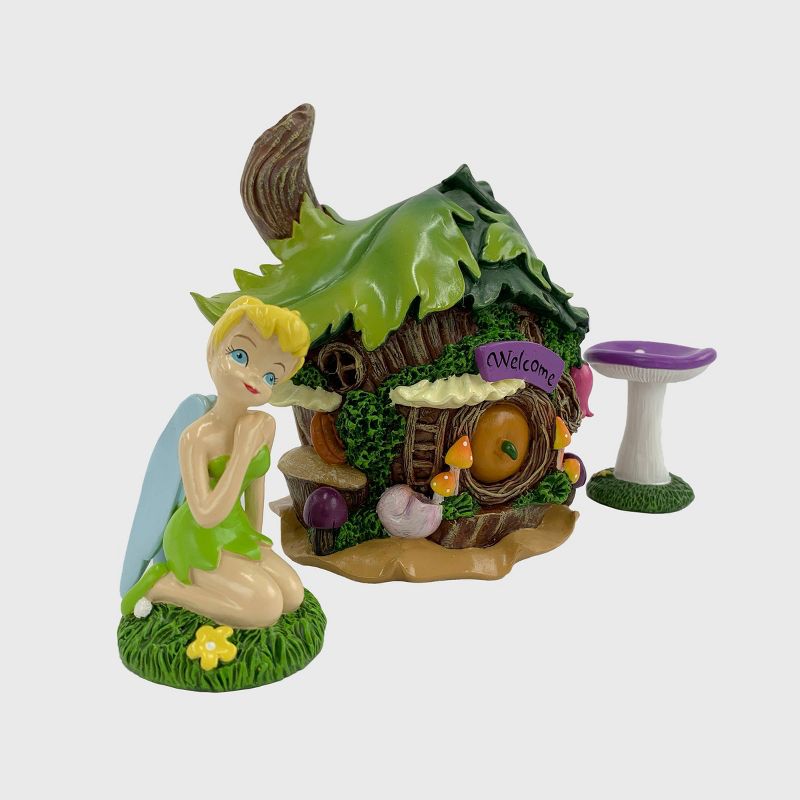 Disney Tinker Bell Miniature Resin Garden Set With Solar Tree House, 3 of 6