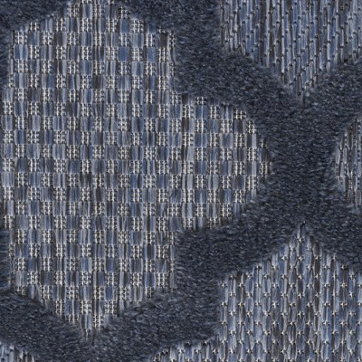 Navy Blue Trellis Flat Woven Round Outdoor Rug