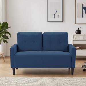 51.2" Loveseat for Small Spaces, Modern Linen Blend Sofa with Ergonomic Back & Removable Cushions, 51.2"x28"x33.9"H - 1 of 4