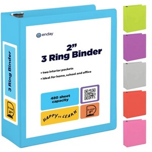 3 Ring Binder Clear View Cover with 2 Inside Pockets, Colored School Supplies Office and Home Binders – by Enday - 1 of 4