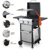 2 Burner Propane Gas BBQ Grill, 24,600 BTU Output Stainless Steel BBQ Grill with Foldable Side Table for Garden Patio Backyard Camping Barbecue - 3 of 4