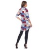 Women's  Roll Tab Sleeve Plaid Buttoned Top - White Mark - 4 of 4
