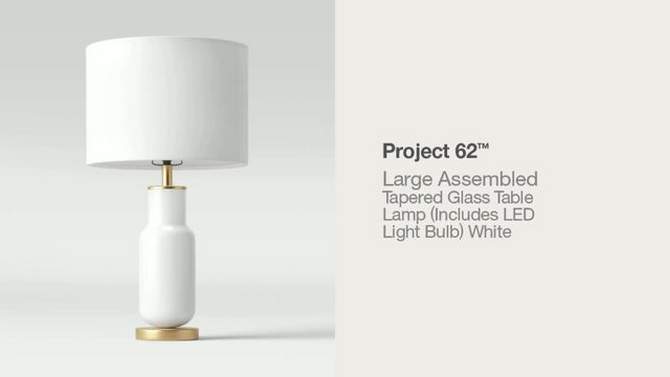 Large Assembled Tapered Glass Table Lamp (Includes LED Light Bulb) White - Threshold&#8482;, 2 of 6, play video