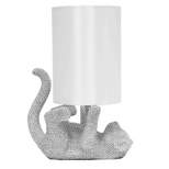 12.6" Diamond Studded Rhinestone Look Kitty Cat Feline Kids' Desk Nightstand Table Lamp with Faux Silk Fabric Shade Silver - Lalia Home