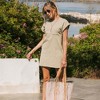 Amaryllis Women's Slub Knit Pocket T-Shirt Dress Short Sleeve Crew Neck Casual Loose Fit Knee Length Relaxed Dress Front Pocket - 3 of 4