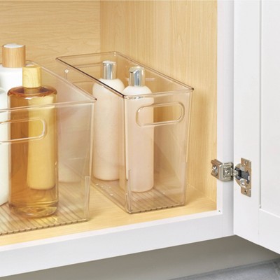 iDESIGN Linus Plastic Deep Kitchen Storage Bin with Handle Clear: Cabinet Organizer, 12" x 5" x 8", Spot Clean — фото 5