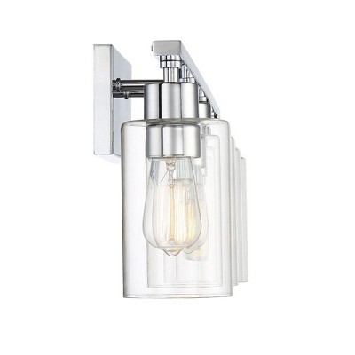 Polished Chrome 4-Light Cylinder Glass Vanity Fixture