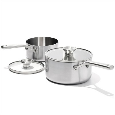 Oxo 9.5 Mira Tri-ply Stainless Steel Skillet With Lid Silver : Target