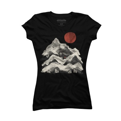 Junior's Design By Humans Blood Moon Lake Mountain By NDTank T-Shirt