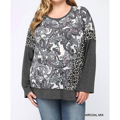 Women's Pasley Leopard Color Block Top - GiGiO